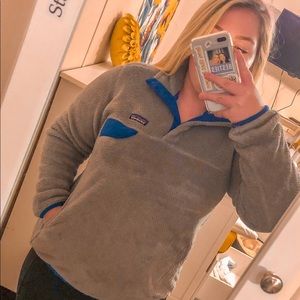 blue and gray patagonia pullover!